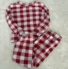 Pottery Barn Kids Organic Cotton Holiday Pajamas Red Checkered Plaid 4 4T