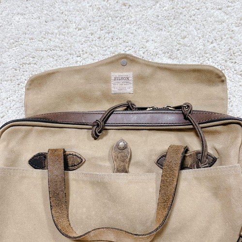 Filson Rugged Twill 2-Way Briefcase USA Made Business Bag Leather A4 Shoulder - Picture 7 of 12