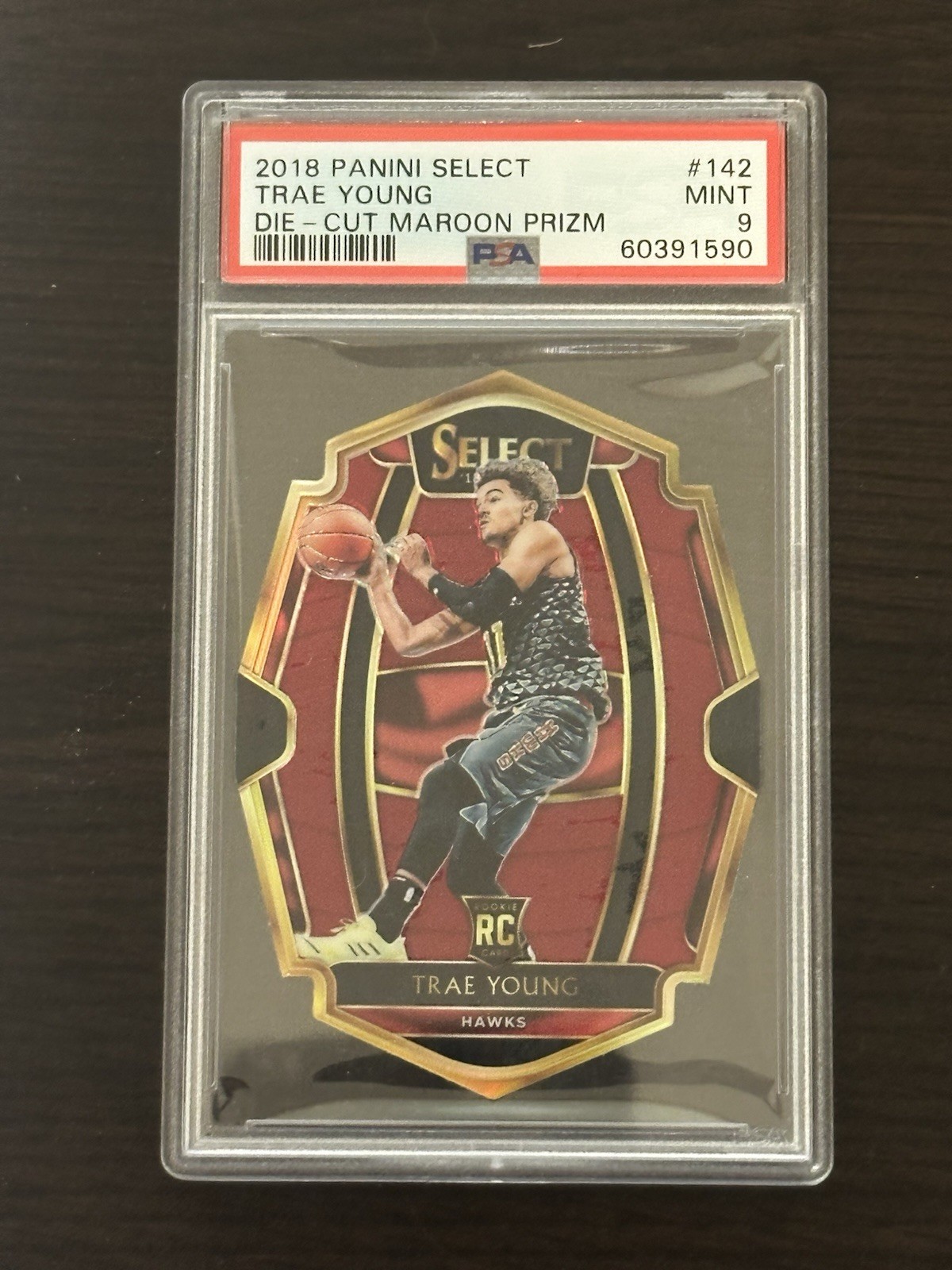 2018 Panini Select Trae Young die-cut Maroon prizm Numbered 175  #142 PSA 9 mint
