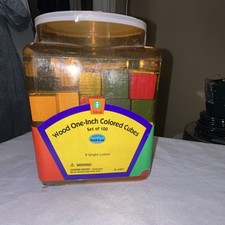 Ideal Wood 1-Inch Colored Cubes Set of 100 9 Bright Colors ID 6201