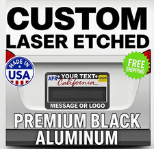 Personalized Black Aluminum License Plate Frame – Custom Engraved Text or Logo