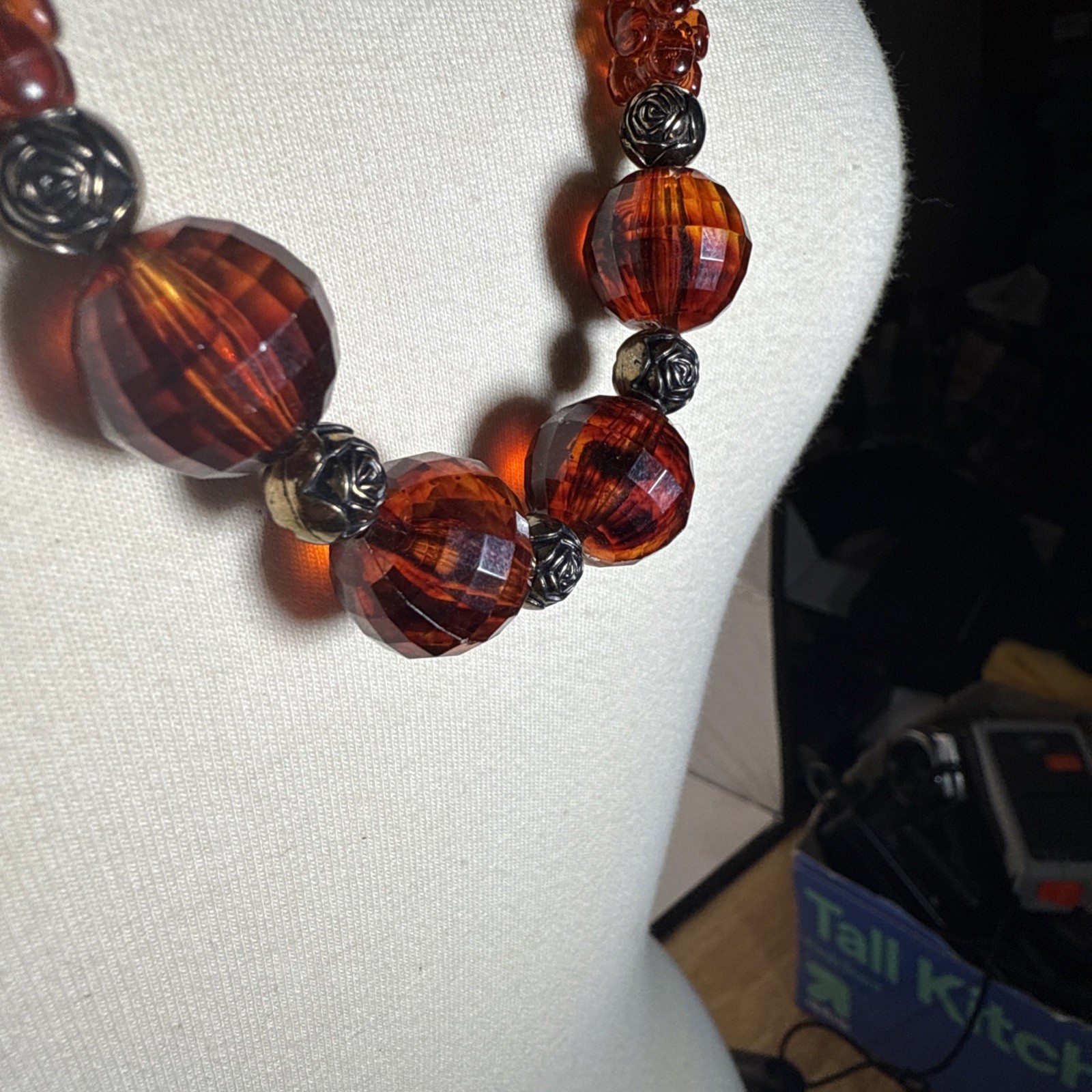 Vintage Cherry Rootbeer Amber Bakelite Necklace 3… - image 7