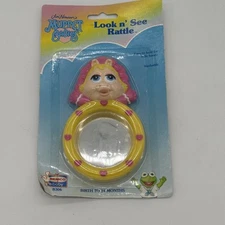 Vintage Muppet Babies Miss Piggy  Look n See Rattle Remco New In Package NOS