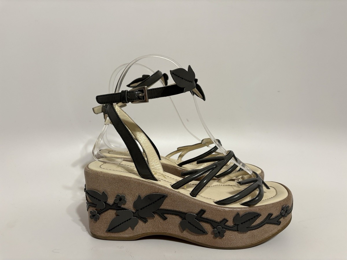 Vtg Prada SS1997 Platform Leaf Strap Sandal Heels 35 | eBay