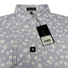 Bad Birdie Mens Small Purple Baby Lush Floral Short Sleeve Golf Polo Shirt NWT