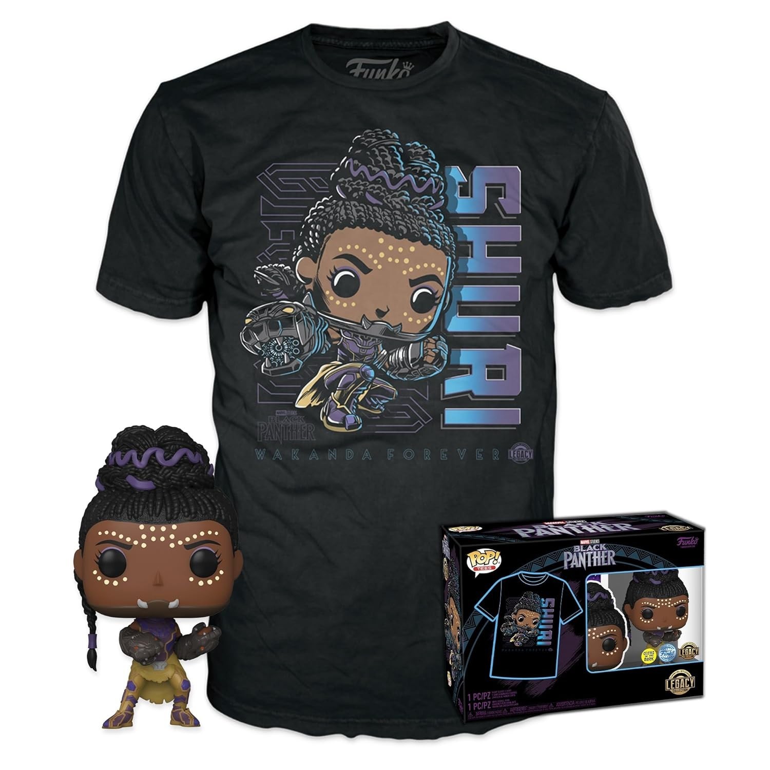 Funko Pop! Tees: Marvel - Black Panther Shuri - T-Shirt & Collectible Figure (M)