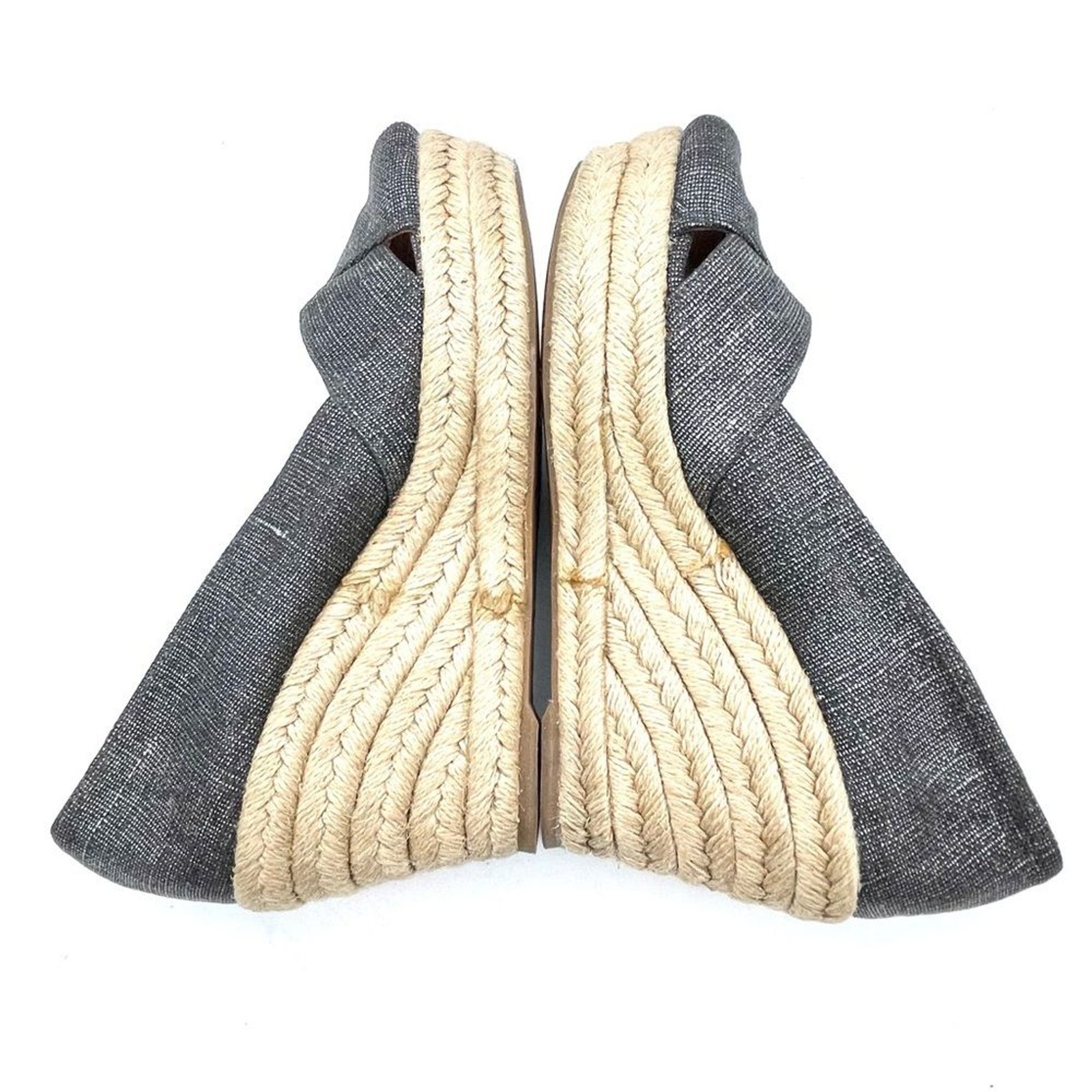 Tory Burch Filipa Espadrille Wedge Heel in Shimmer Pewter Linen Women’s Size 5.5 thumbnail 10