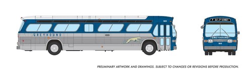 Autobús Rapido 753119 escala HO galgo azul y plateado New Look Deluxe #9609 | Zustand: New