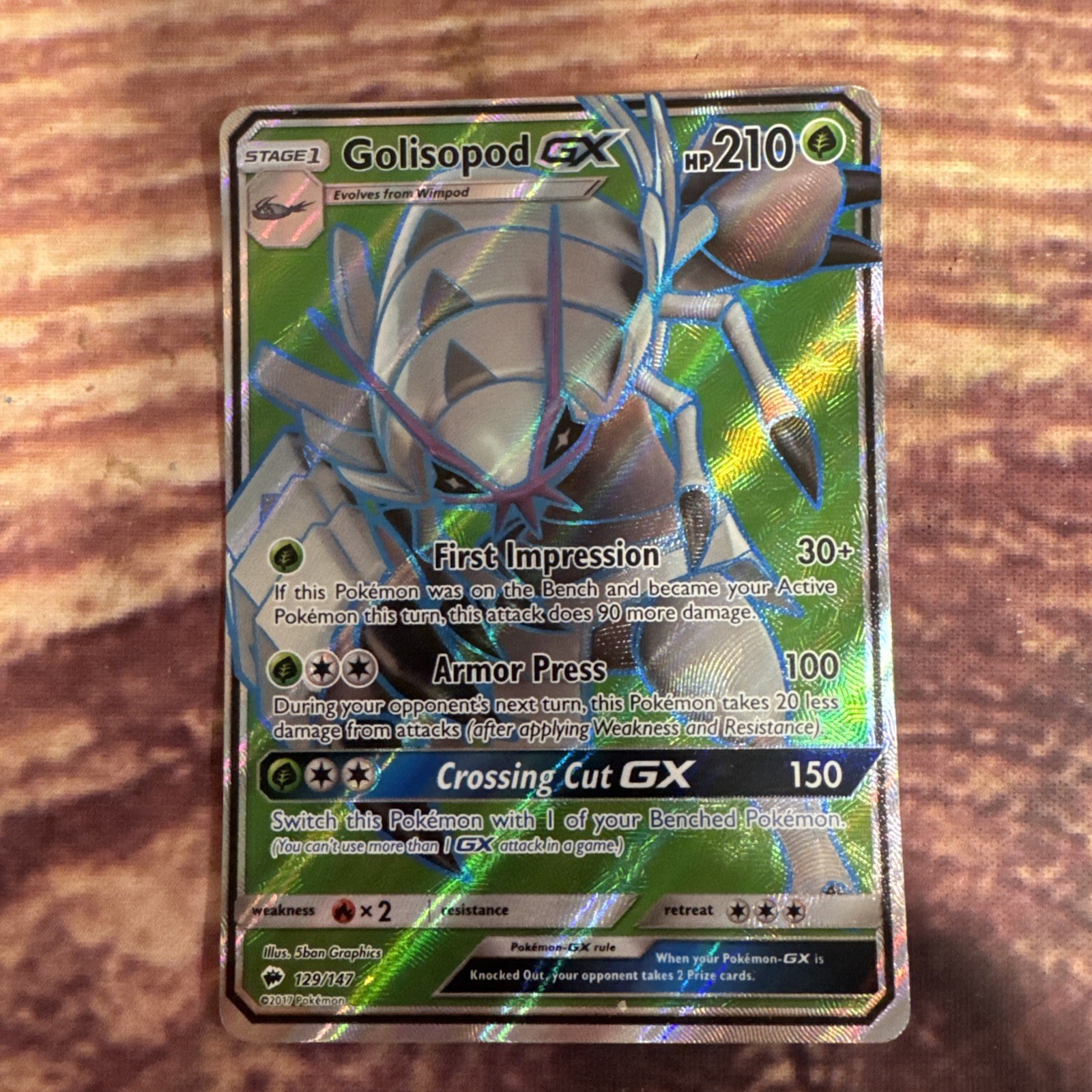 Pokemon Golisopod GX 129/147 FULL ART RARE NM Sun And Moon Burning Shadows