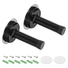 2 Pack 3 Inch Stainless Steel Door Stopper, Screw Adhesive Install Black 