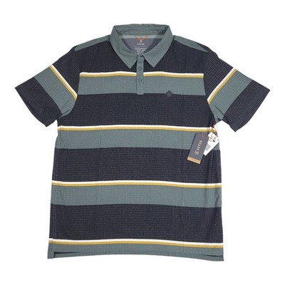 Roark Bless Up Breathable Stretch Polo Shirt Men's LARGE Forest Stripe NEW 