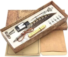 Antique Two-Color Feather Pen Quill Pen Dip Pen With Envelope Writing Paper Call