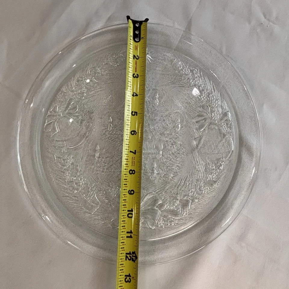 Plato de Navidad de colección Duralex “Campanas y Arcos” 13 pulgadas vidrio templado Francia  Foto 4 de 4