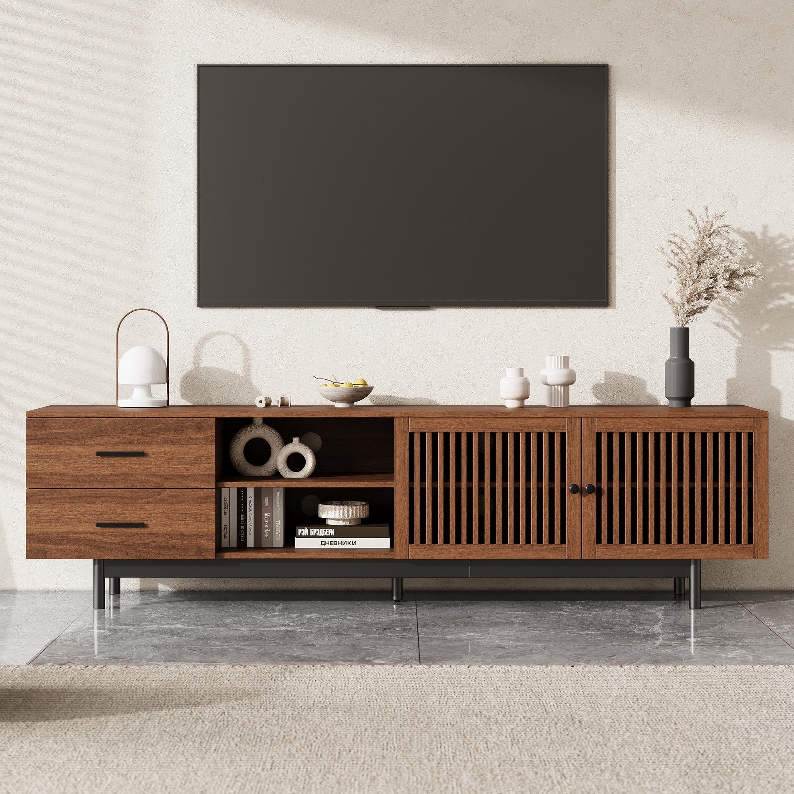For Tv Up To 85" Entertainment Center Console Table Cabinet