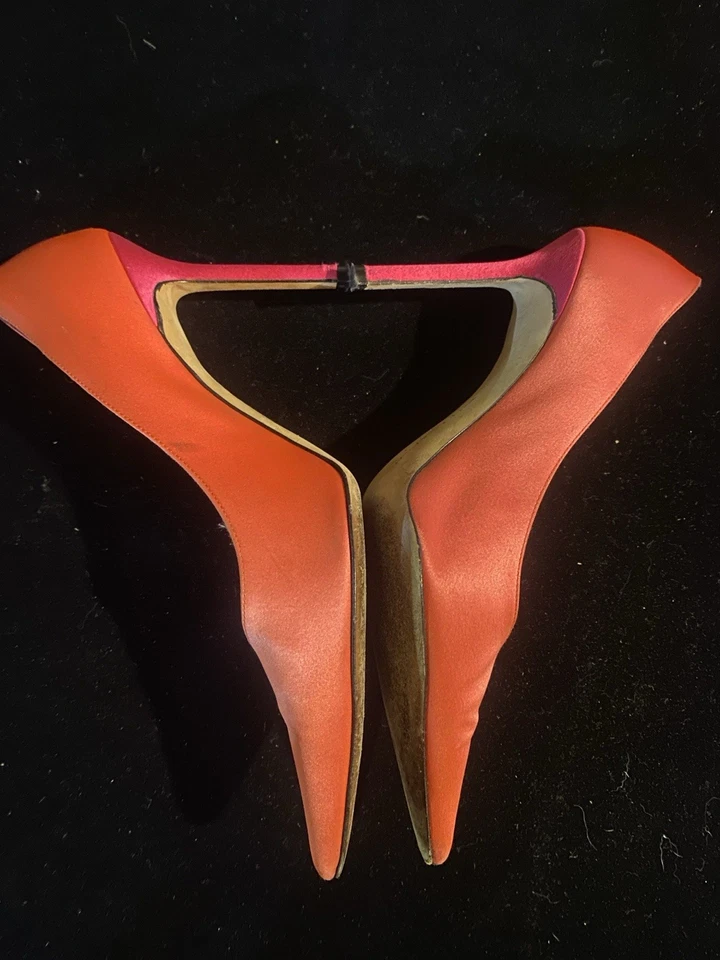 Christian Lacroix женщин насос туфли оранжевый заостренный носок розовый каблук размер ЕС 36,5 - Изображение 3 из 4