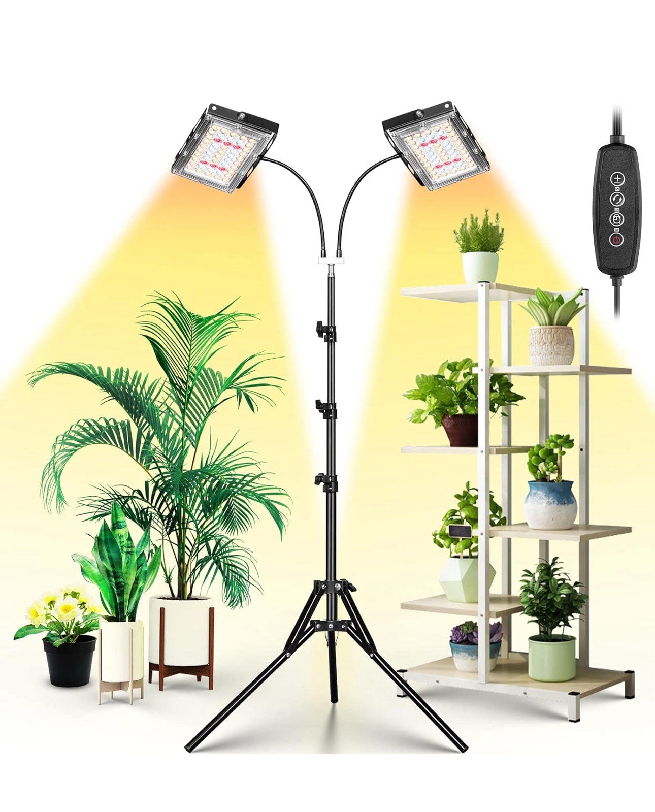 For Indoor Plants, Dual Heads Full Spectrum Led, Auto On/off