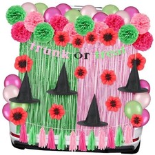 52 Pcs Witch Trunk or Treat Car Kit Pink and Green Trunk or Treat Decorations
