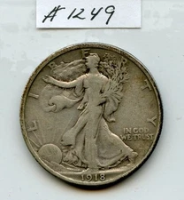 1918 Walking 50C (#1249) Nice Original VF-XF. 