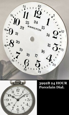 HAMILTON 4992B Candian Pacific Railway 24 HOUR Porzellan Zifferblatt Taschenuhr