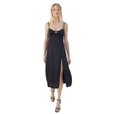 Urban Outfitters Dara Lace Trim Midi Dress Black Sleeveless Strap Cutout  Medium | eBay