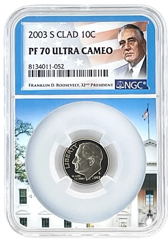 2003 S Clad Roosevelt Dime NGC PF70 Ultra Cameo - White House Picture Core