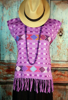 S/M Sz Huipil Tunic Hand Woven Back Strap Loom Zinacantan Mayan Chiapas Mexico