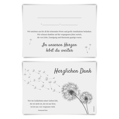 Pusteblumen-Trauerkarten Set – 12 Einfühlsame Danksagungskarten Im Design
