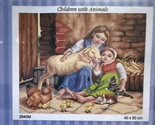 Printed needlepoint tapestry Canvas Only Orchidea 40x50 Cm Children W Animals