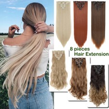 100 NATRAL 8pcs Real Full Head Thick Clip in As Human Hair Extensions Blonde us