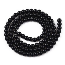 Opaque Glass Round Beads - Solid Colour - Black - 8mm - 1 Strand - Craft Beads