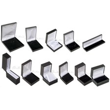 Leatherette Jewellery Boxes Black Ring Bracelet Bangle Watch Necklace pendant...