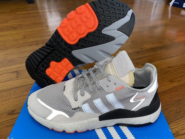adidas nite jogger grey two solar orange