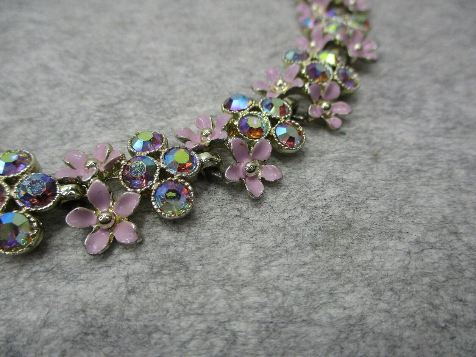 Vtg Kramer Crystal Rhinestone Purple Enamel Flowe… - image 5