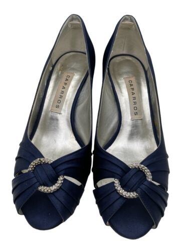 Caparros Royal Blue Pumps Shoes Fabric Rhinestones 8B 2.5” heel