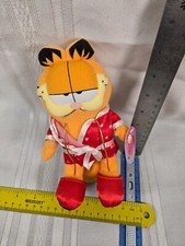 Vintage GARFIELD Plush Doll RED SATIN Hearts Robe w/ Slippers RUSSELL STOVER 22