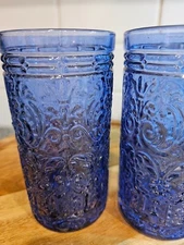 2 Goldinger Jax Blue Highball Drinking Glasses Art Deco And Classy Country Chic