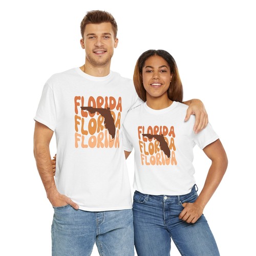 Florida Retro Tee Unisex Cotton Shirt Summer Vacation Wear Sunshine State Gift - Picture 4 of 17