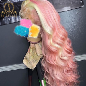 Pink Body Wave 613 Ombre HD Transparent Lace Front Human Hair Wig Preplucked Goede deals