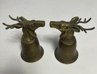 VINTAGE BRASS DEER ELK STAG HEAD STIRRUP CUP GOBLET, 5 1/2”H, head 4" rim 3 1/4" — photo 1