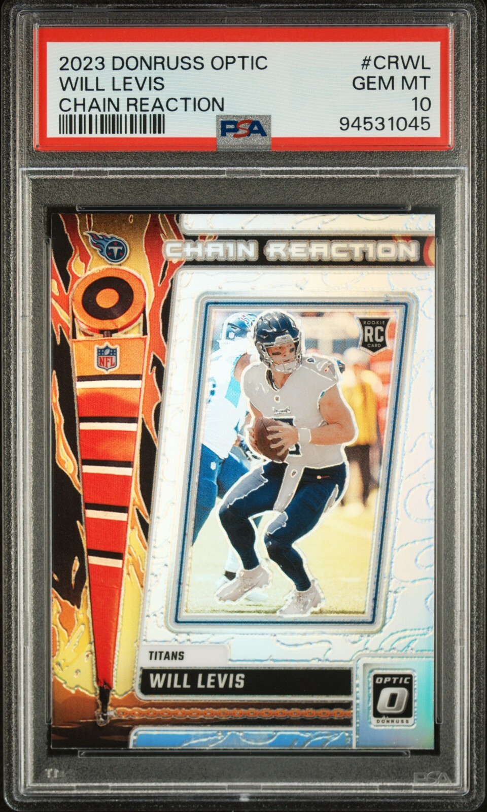 2023 Panini Donruss Optic Will Levis Chain Reaction Silver RC PSA 10 Titans