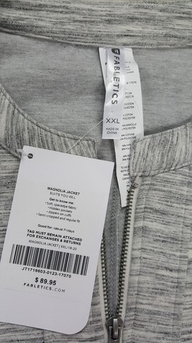NWT Fabletics Magnolia Crop Jacket Gray Heathered Zip Up 2XL  - Photo 4/7
