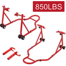 850lbs Motorcycle Front Rear Combo Stand Lift Swingarm Spool Paddock Stand Red