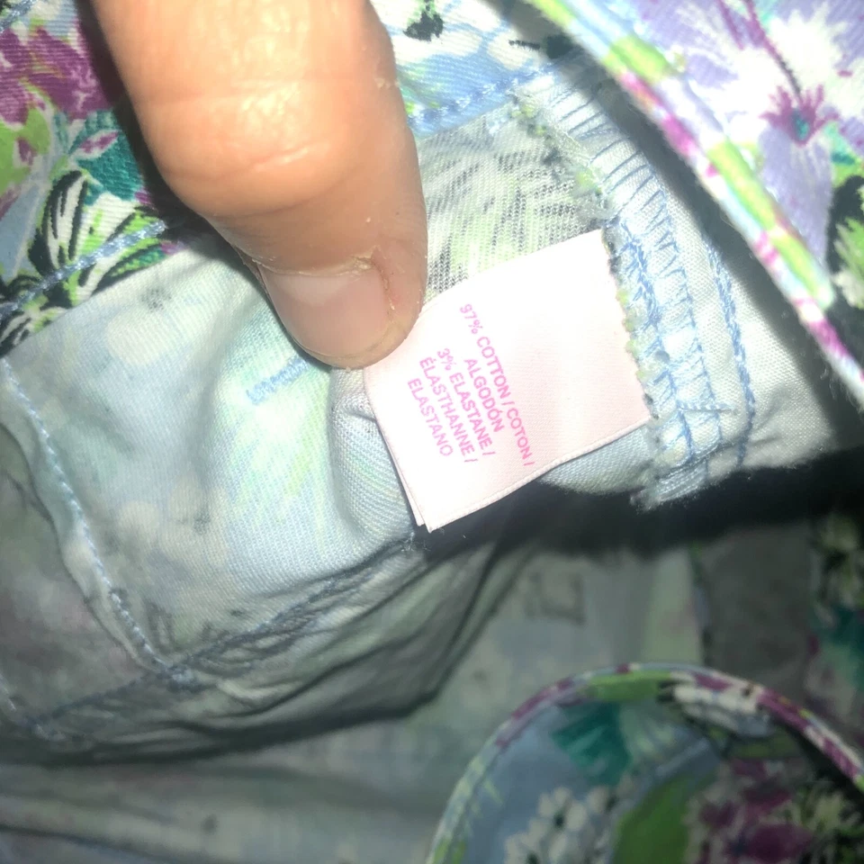 Pantalones Cortos Victoria Secret Azul y Púrpura Floral Chino Crucero Talla 2 Bolsillos con Solapa Foto 4 de 4