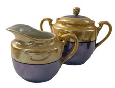 Takito Lusterware hand painted porcelain Cream And Sugar Set Japan 1930s Vintage