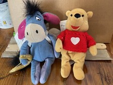 Disney Store Plush Bean Bag Winnie the Pooh Sweater  Cupid Eeyore Valentines 8"