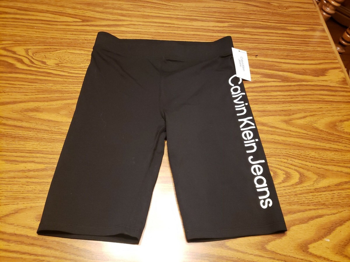 NWT Calvin Klein Jeans Women's Black Logo Long Bike Shorts Size Small