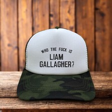 Liam Gallagher Mens Trucker Hat Camo Oasis Wonderwall 90s Glastonbury 1995 Cap