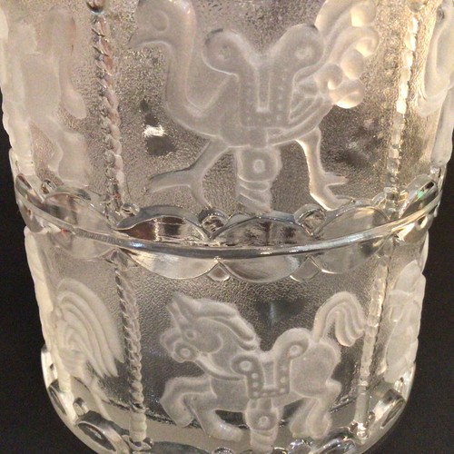GOEBEL GLASS CAROUSEL ICE BUCKET FROSTED VINTAGE - Picture 8 of 14