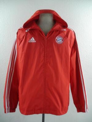 Men's L Adidas FC Bayern Munich DNA Windbreaker Jacket Hoodie Red