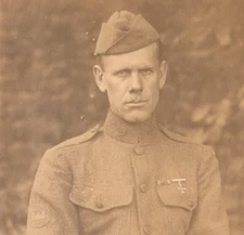 WWI Army Soldier Engineer Marksmanship Badge Real Photo Postcard RPPC